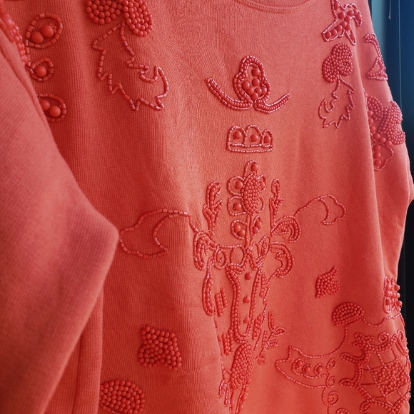 Akemi + Kin Elyria Orange Beaded Sweatshirt Medium - Picture 4 of 10